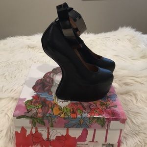 Jeffrey Campbell Black Leather Cuff Heel